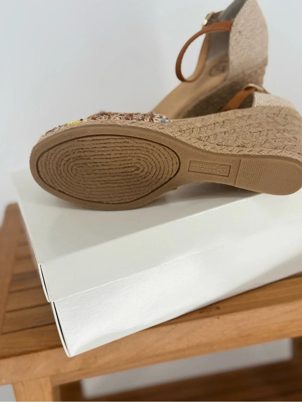 NEW White Mountain Mamba Tweed Espadrille Wedge SIZE 7 1/2